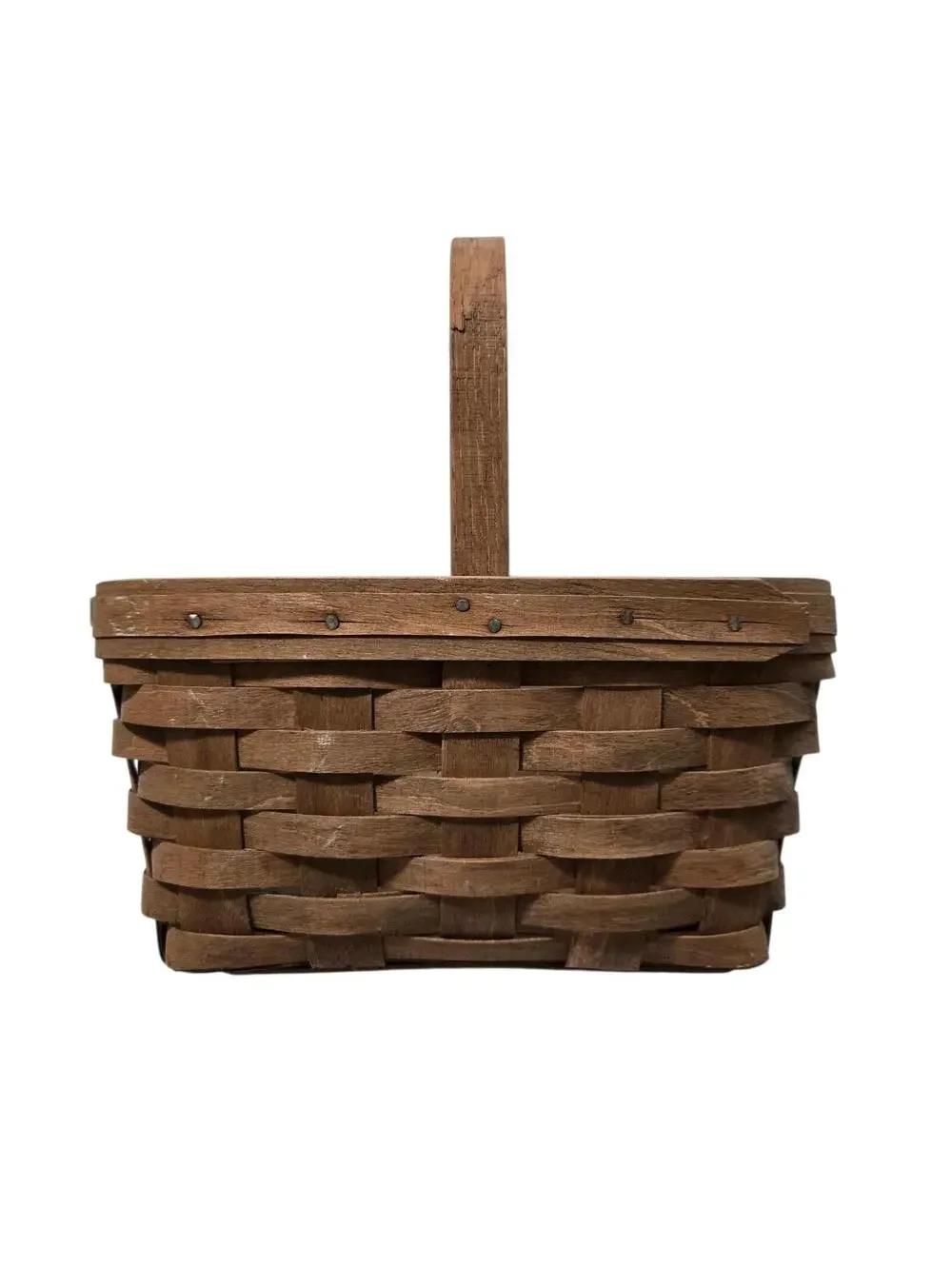 Vintage 1985 Longaberger Handwoven Medium Market Basket Signed EKS Dated, EUC